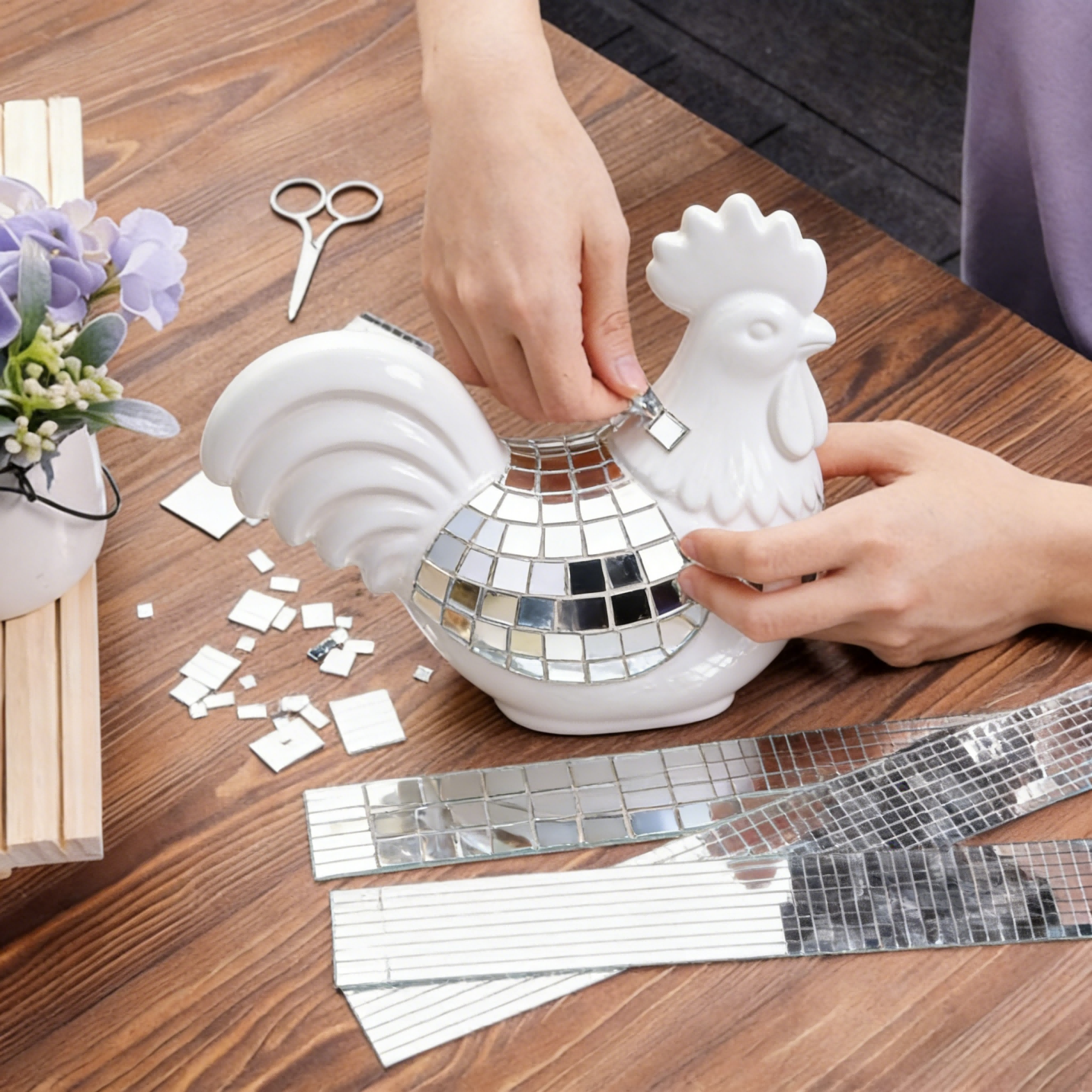 1件/2件/3件装DIY迪斯科公鸡摆件 镜面反光创意桌面装饰 派对婚礼生日聚会主题摆台