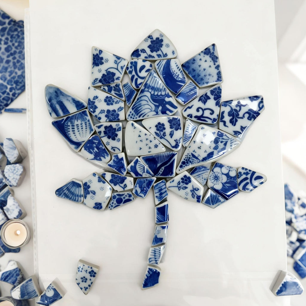 DIY Blue & White Porcelain Mosaic Kit | Lotus
