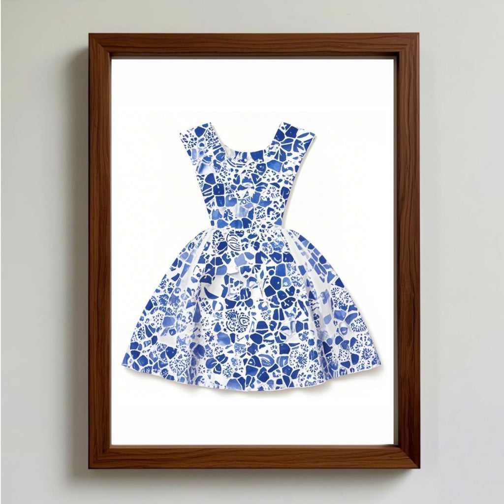 DIY Blue & White Porcelain Mosaic Kit | Vintage Dress