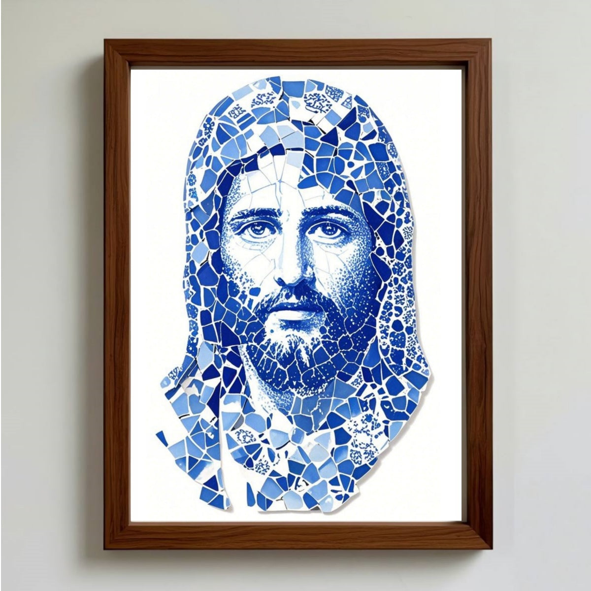 DIY Blue & White Porcelain Mosaic Kit | Religious Portrait
