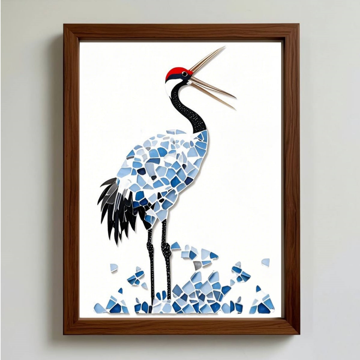DIY Blue & White Porcelain Mosaic Kit | Red-Crowned Crane