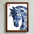 DIY Blue & White Porcelain Mosaic Kit | Horse