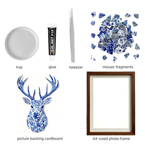DIY Blue & White Porcelain Mosaic Kit | Deer