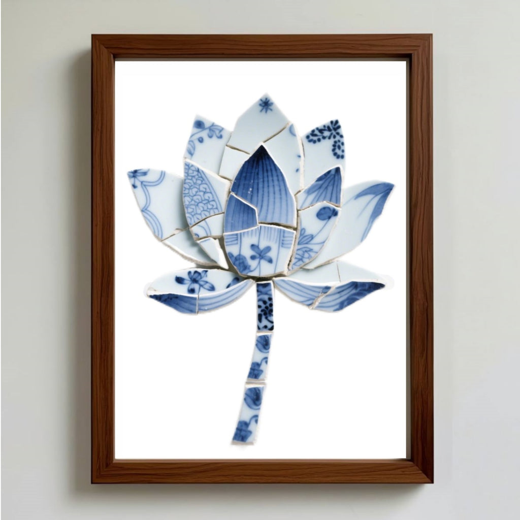 DIY Blue & White Porcelain Mosaic Kit | Lotus