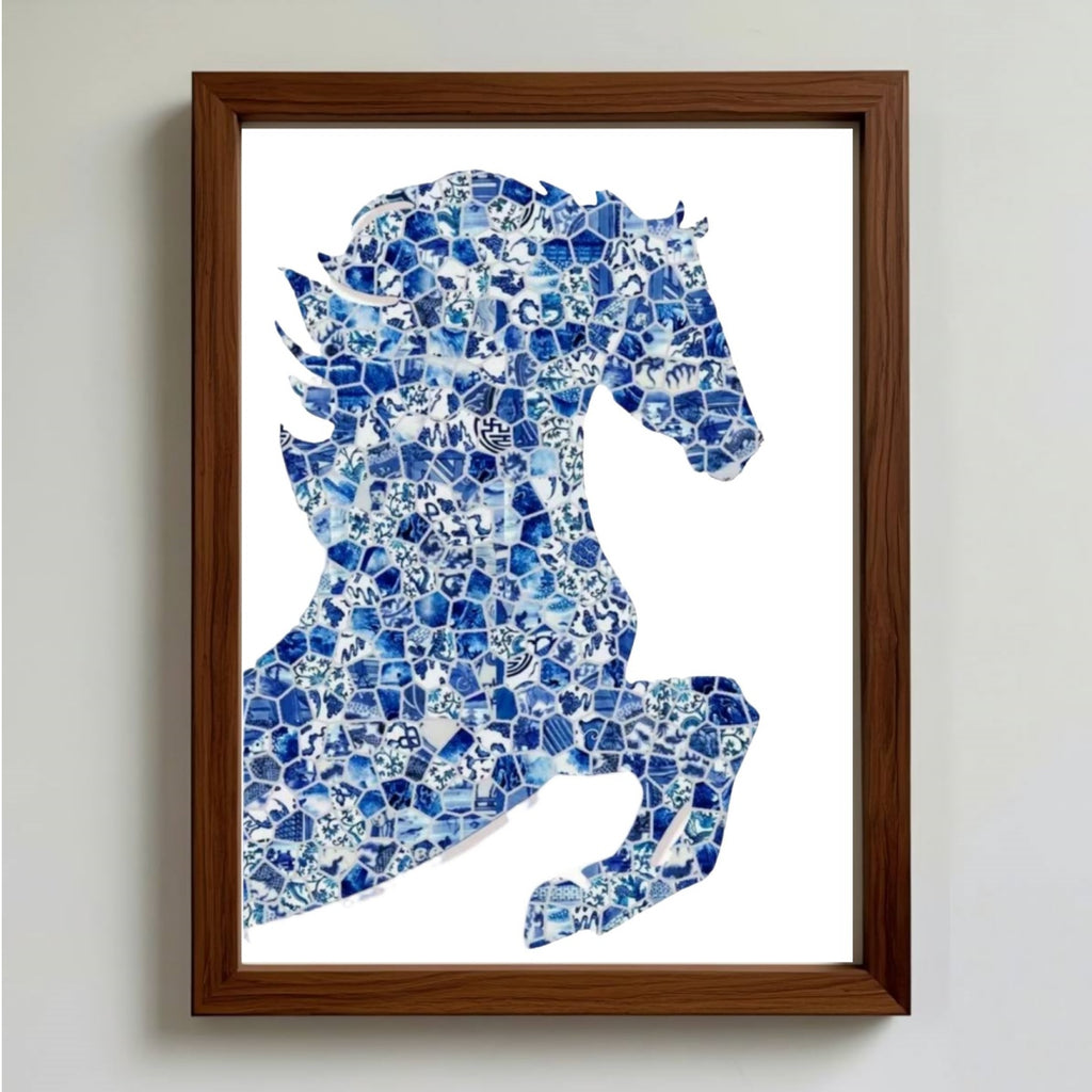 DIY Blue & White Porcelain Mosaic Kit | Horse